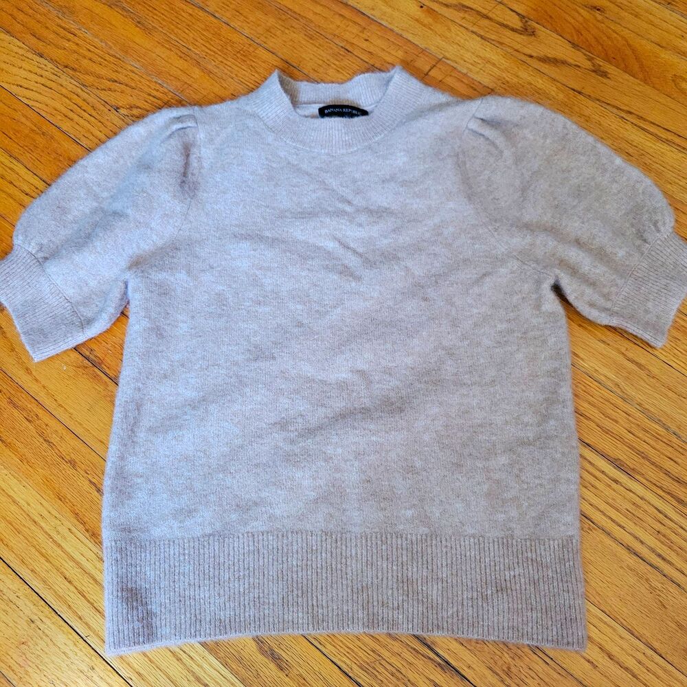Banana Republic Women Wool Alpaca blend Knit Pullover Crew Neck Sweater S Beige